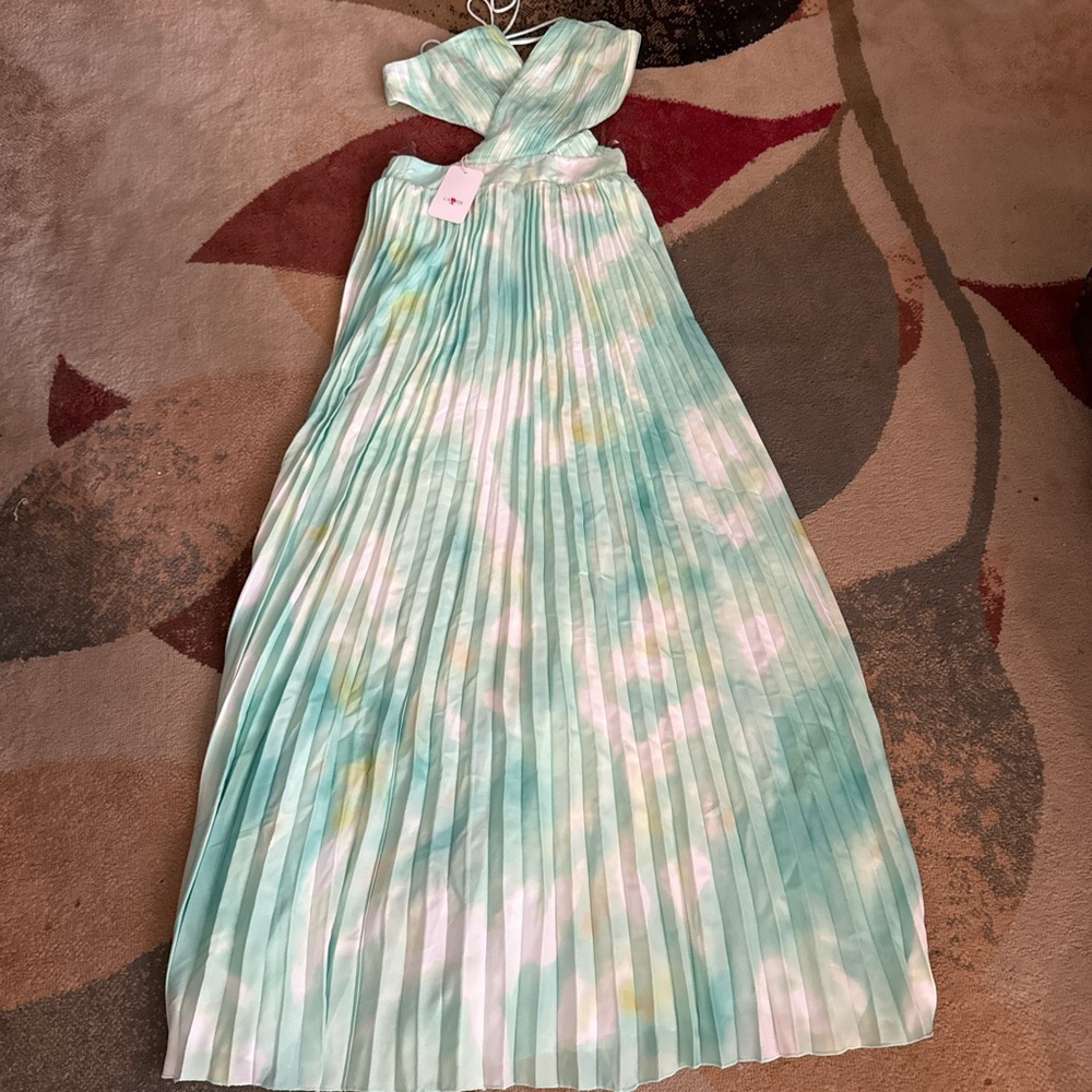 L'ATISTE Mint and White Maxi Dress